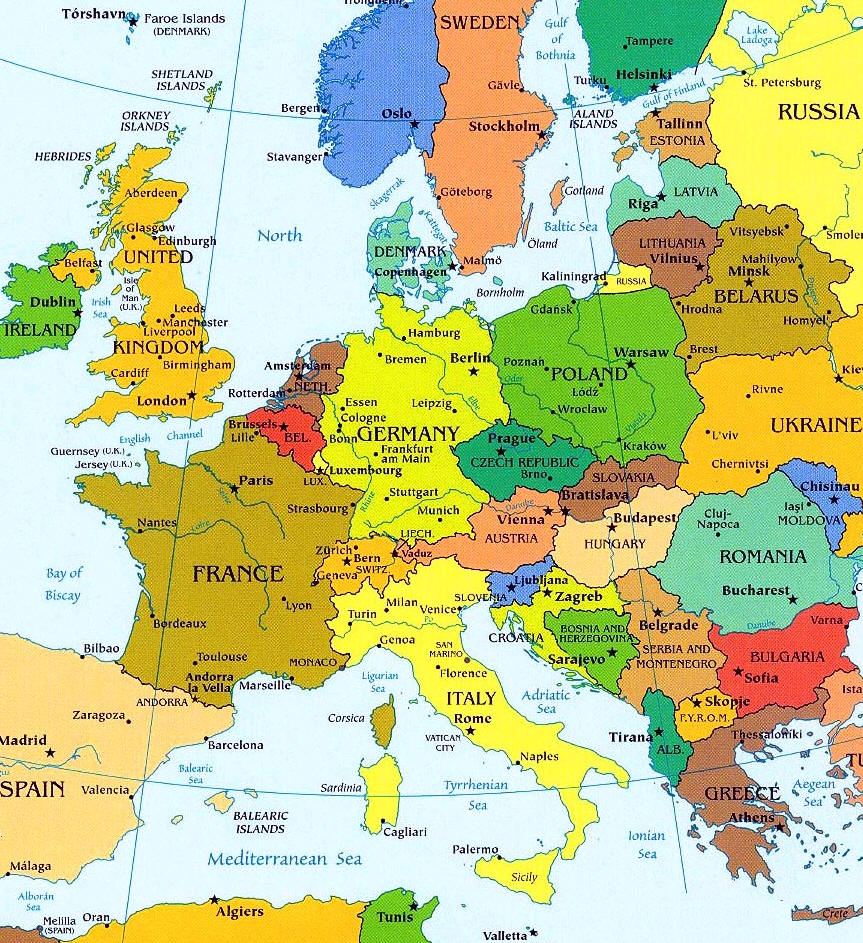 map of europe in - map of europe with capitals